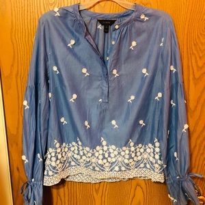 Jcrew Embroidered popover blouse